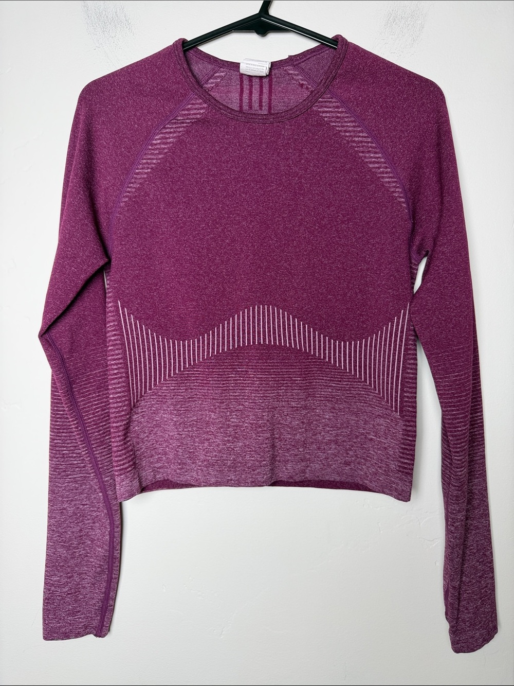 Fabletics XS Heathered Berry Top pink Purple long sleeve seamless activewear gym